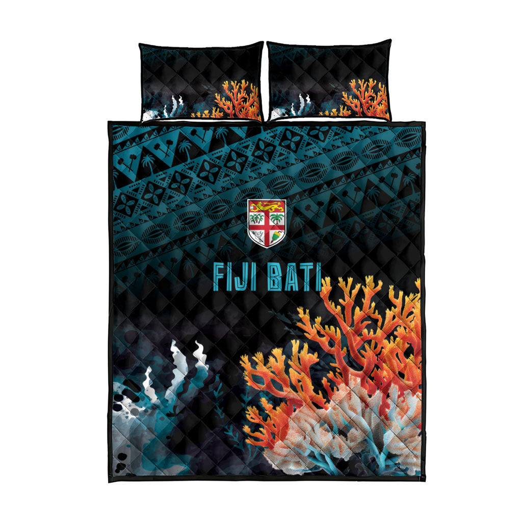 Fiji Bati Rugby Viti Masi Quilt Bed Set Coral Motifs LT7 - Polynesian Pride
