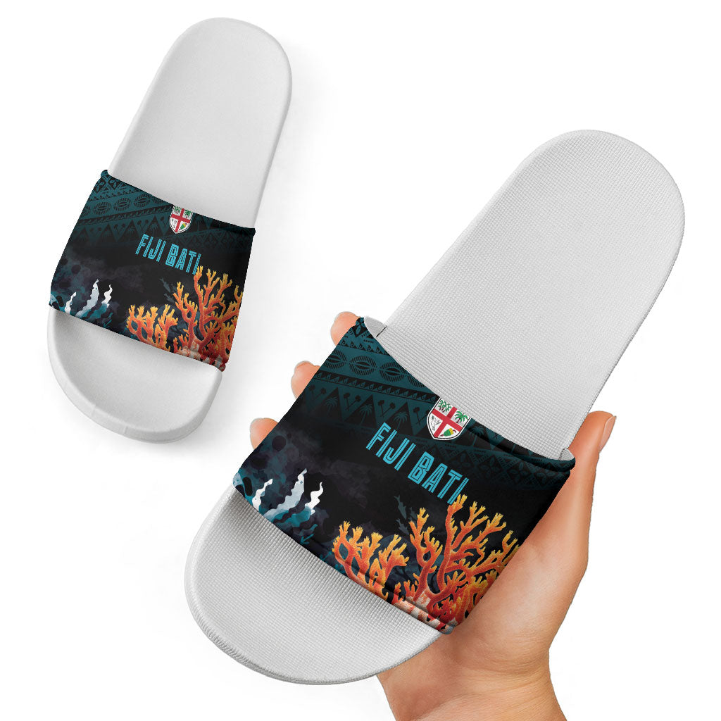 Fiji Bati Rugby Viti Masi Slide Sandals Coral Motifs LT7 - Polynesian Pride