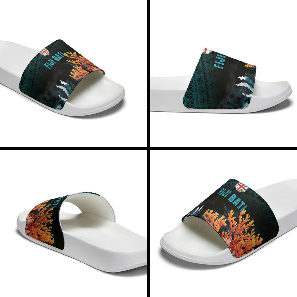 Fiji Bati Rugby Viti Masi Slide Sandals Coral Motifs LT7 - Polynesian Pride