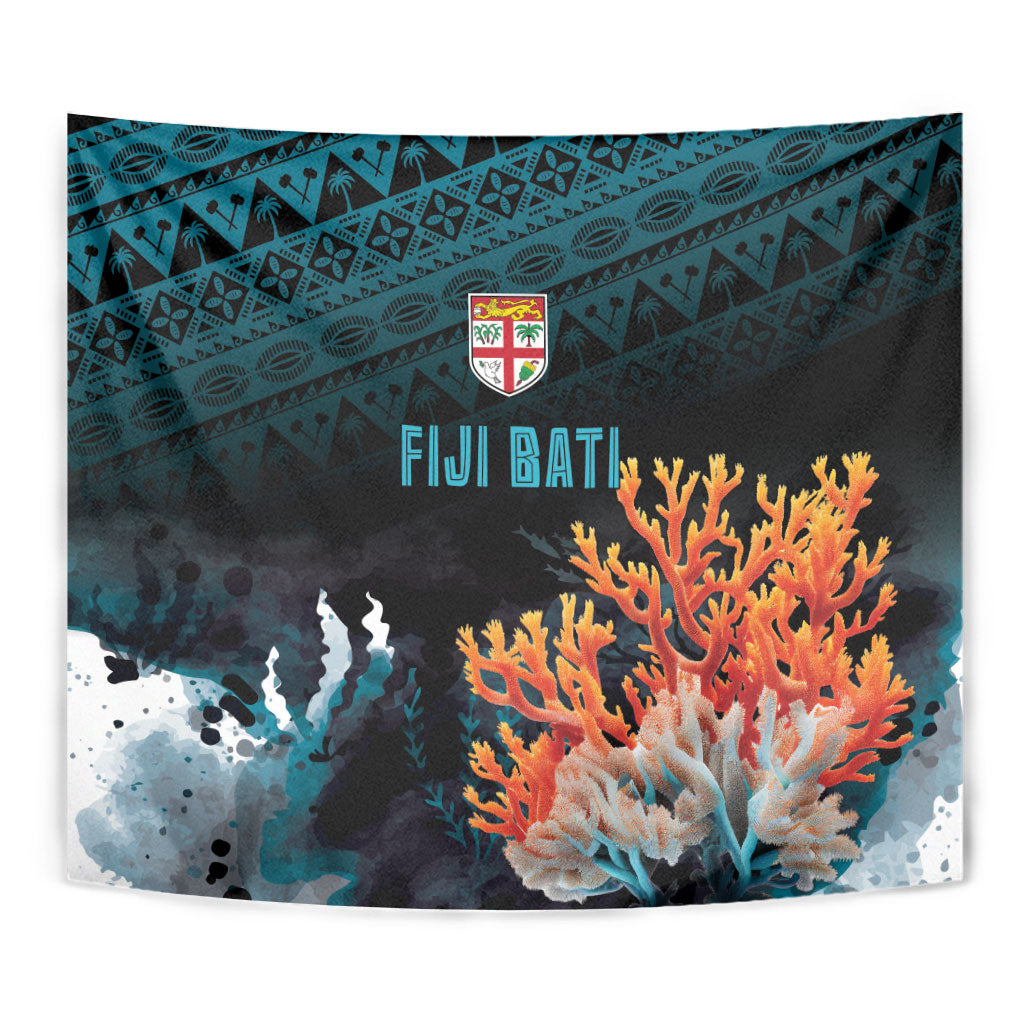 Fiji Bati Rugby Viti Masi Tapestry Coral Motifs LT7 - Polynesian Pride