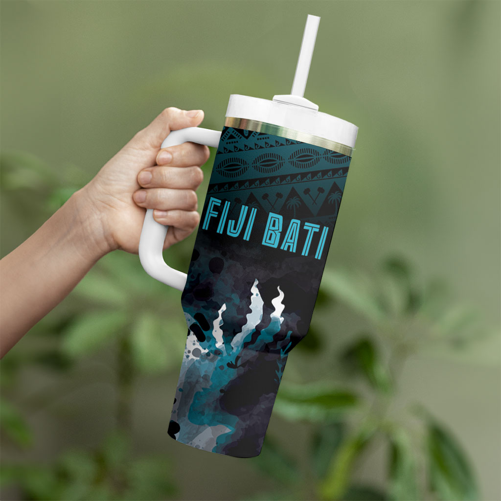 Fiji Bati Rugby Viti Masi Tumbler With Handle Coral Motifs LT7 - Polynesian Pride