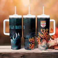 Fiji Bati Rugby Viti Masi Tumbler With Handle Coral Motifs LT7 - Polynesian Pride