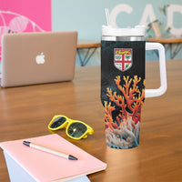 Fiji Bati Rugby Viti Masi Tumbler With Handle Coral Motifs LT7 - Polynesian Pride
