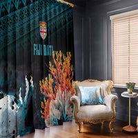 Fiji Bati Rugby Viti Masi Window Curtain Coral Motifs LT7 - Polynesian Pride