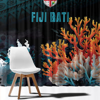 Fiji Bati Rugby Viti Masi Window Curtain Coral Motifs LT7 - Polynesian Pride