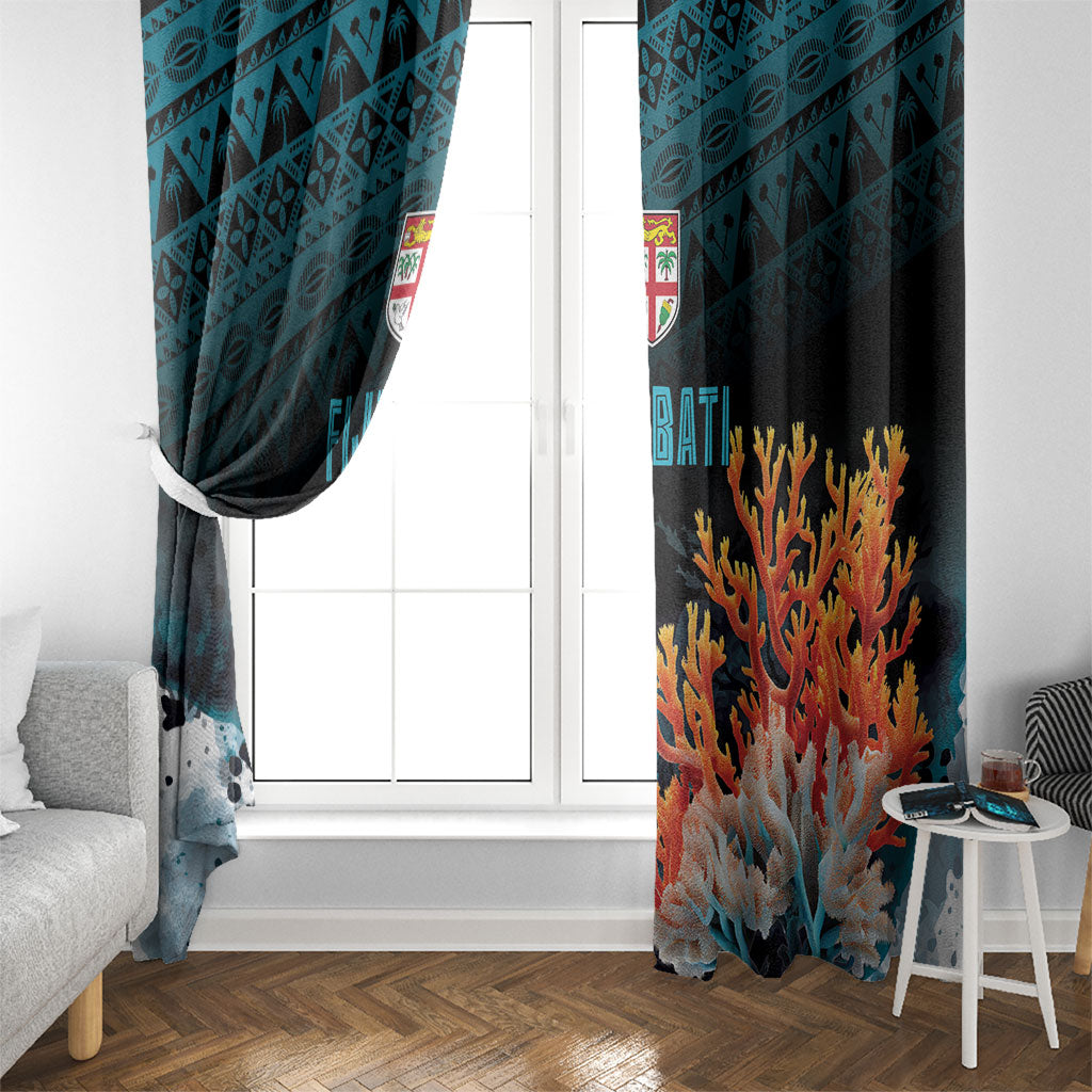 Fiji Bati Rugby Viti Masi Window Curtain Coral Motifs LT7 - Polynesian Pride