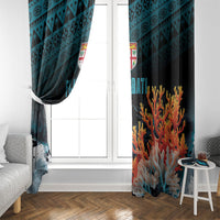 Fiji Bati Rugby Viti Masi Window Curtain Coral Motifs LT7 - Polynesian Pride