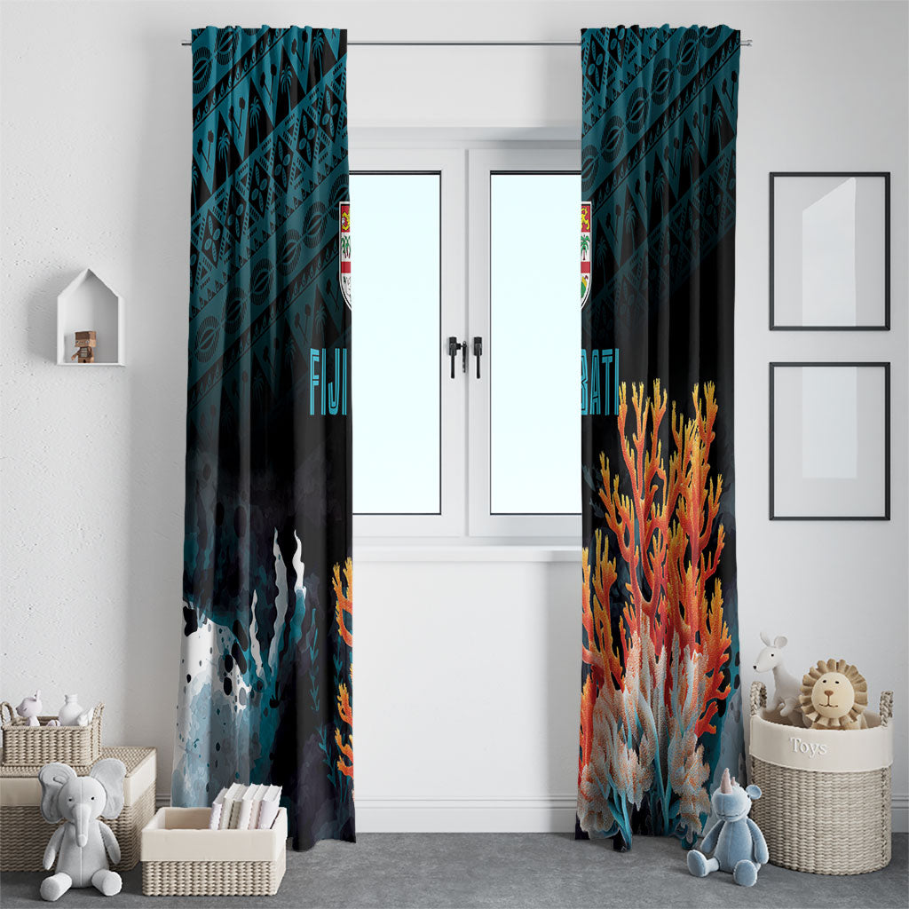Fiji Bati Rugby Viti Masi Window Curtain Coral Motifs LT7 - Polynesian Pride