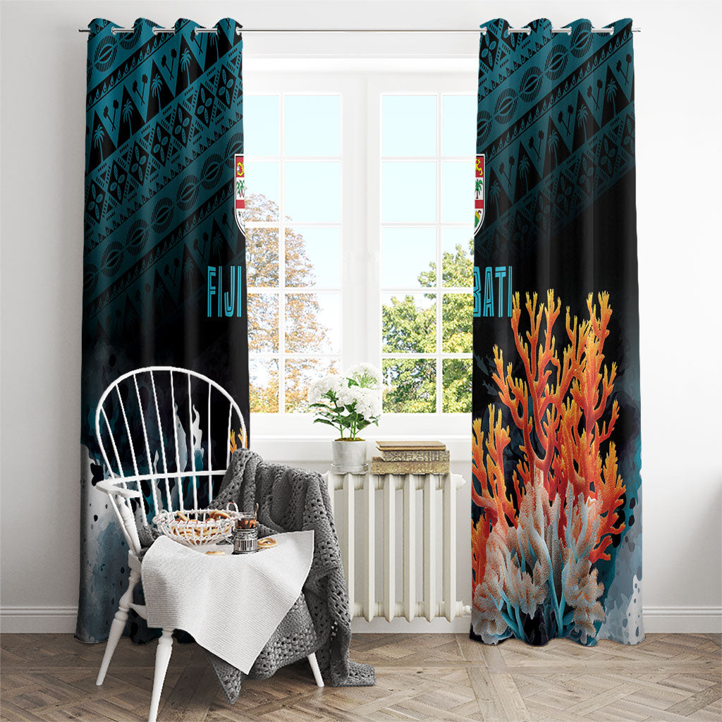 Fiji Bati Rugby Viti Masi Window Curtain Coral Motifs LT7 - Polynesian Pride