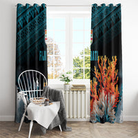 Fiji Bati Rugby Viti Masi Window Curtain Coral Motifs LT7 - Polynesian Pride