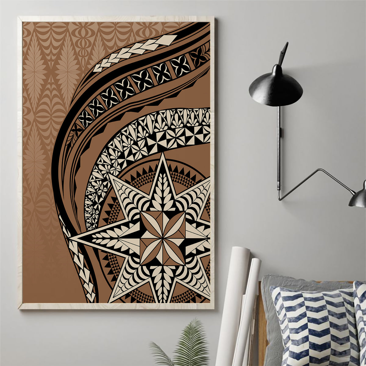Tonga Ngatu Canvas Wall Art Tokelau Classic Motifs LT7 - Polynesian Pride