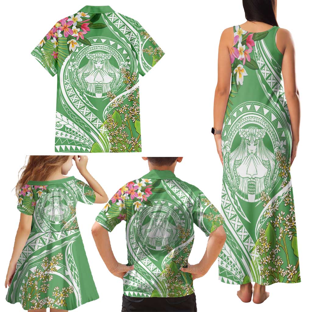Aloha Molokai Island Family Matching Tank Maxi Dress and Hawaiian Shirt Hawaii Pua Kukui