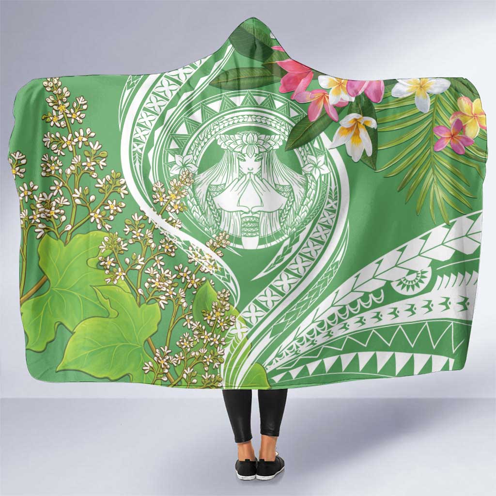 Aloha Molokai Island Hooded Blanket Hawaii Pua Kukui