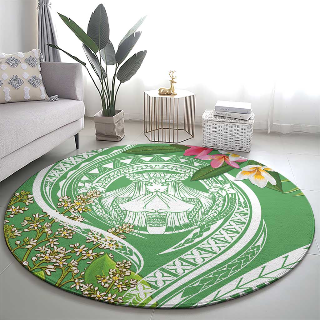 Aloha Molokai Island Round Carpet Hawaii Pua Kukui