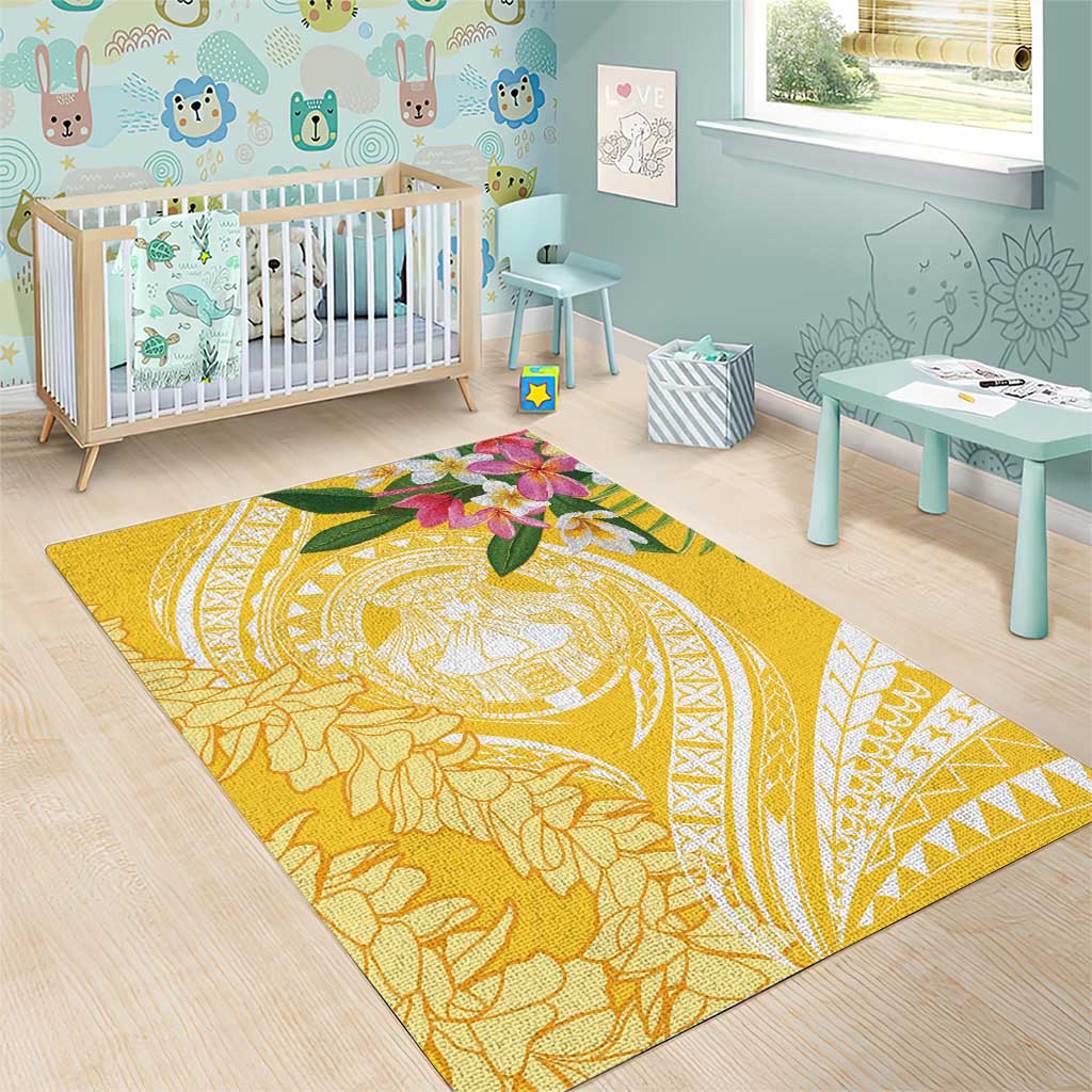 Aloha Hawaii Oahu Area Rug Wahine with Ilima Lei