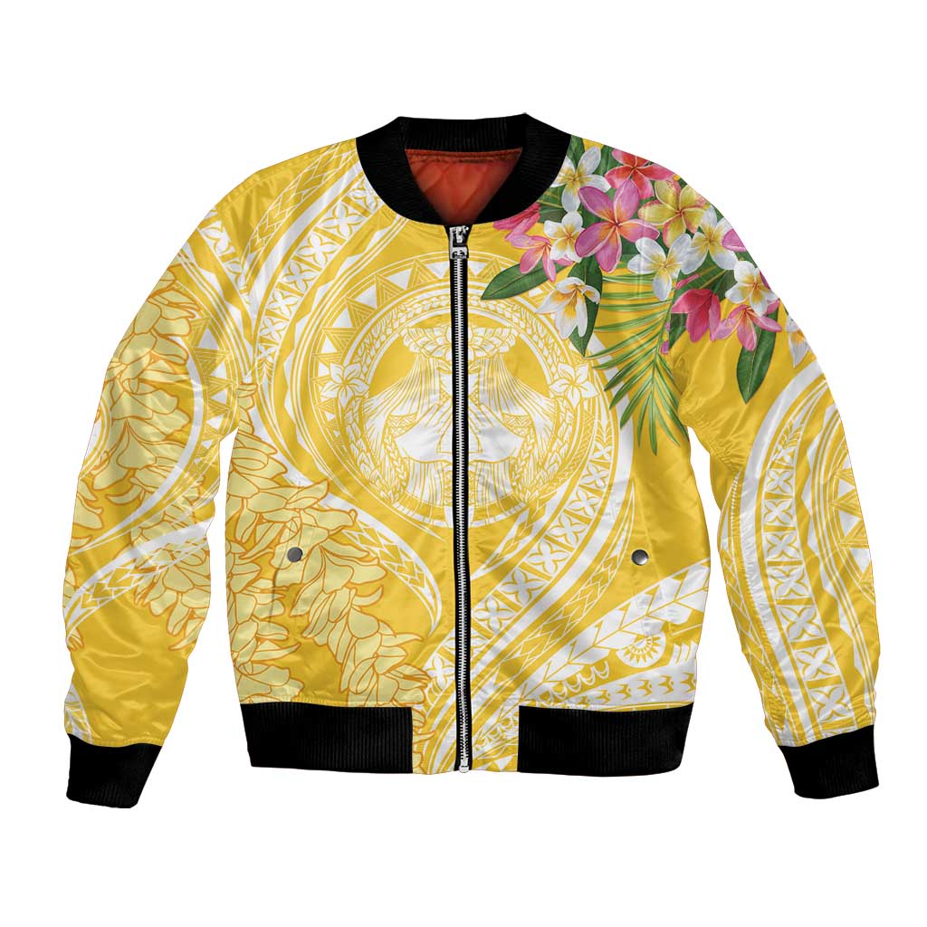 Aloha Hawaii Oahu Bomber Jacket Wahine with Ilima Lei