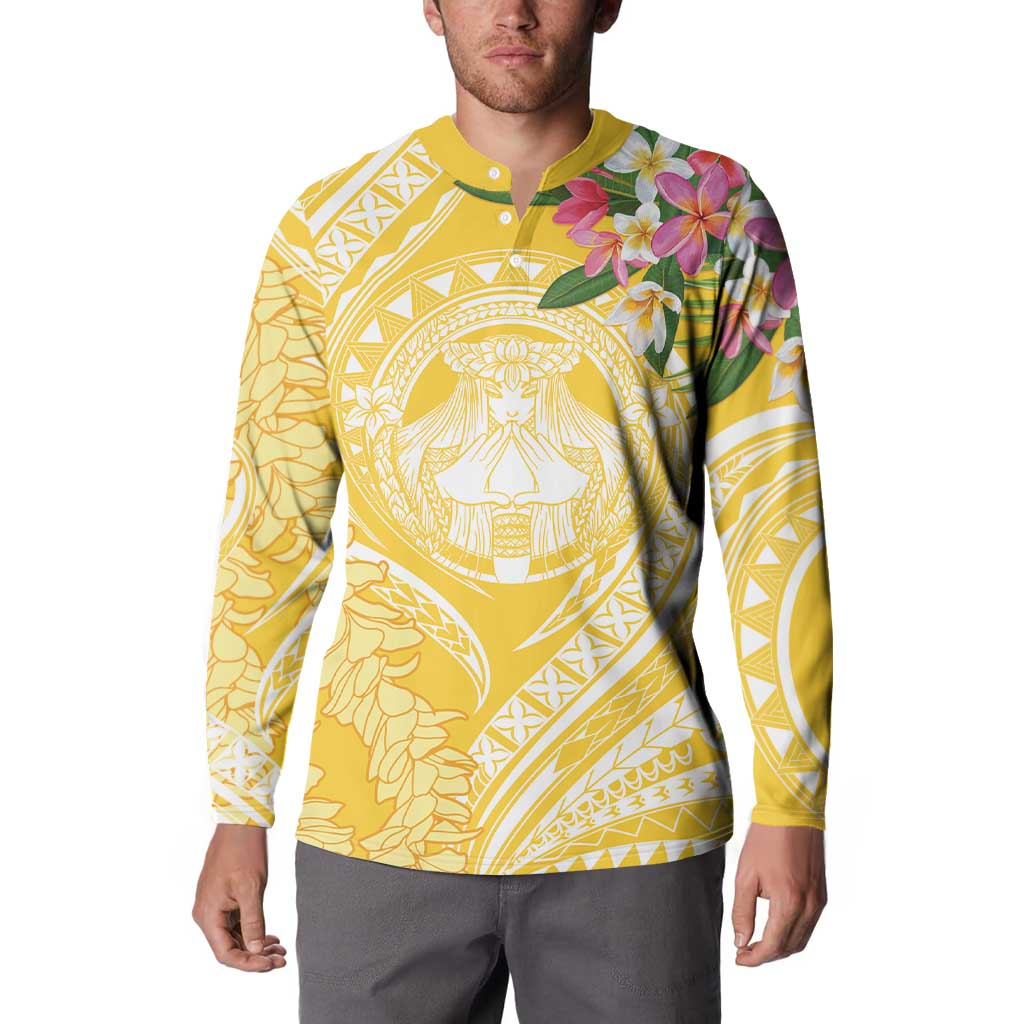 Aloha Hawaii Oahu Button Sweatshirt Wahine with Ilima Lei