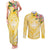 Aloha Hawaii Oahu Couples Matching Tank Maxi Dress and Long Sleeve Button Shirt Wahine with Ilima Lei