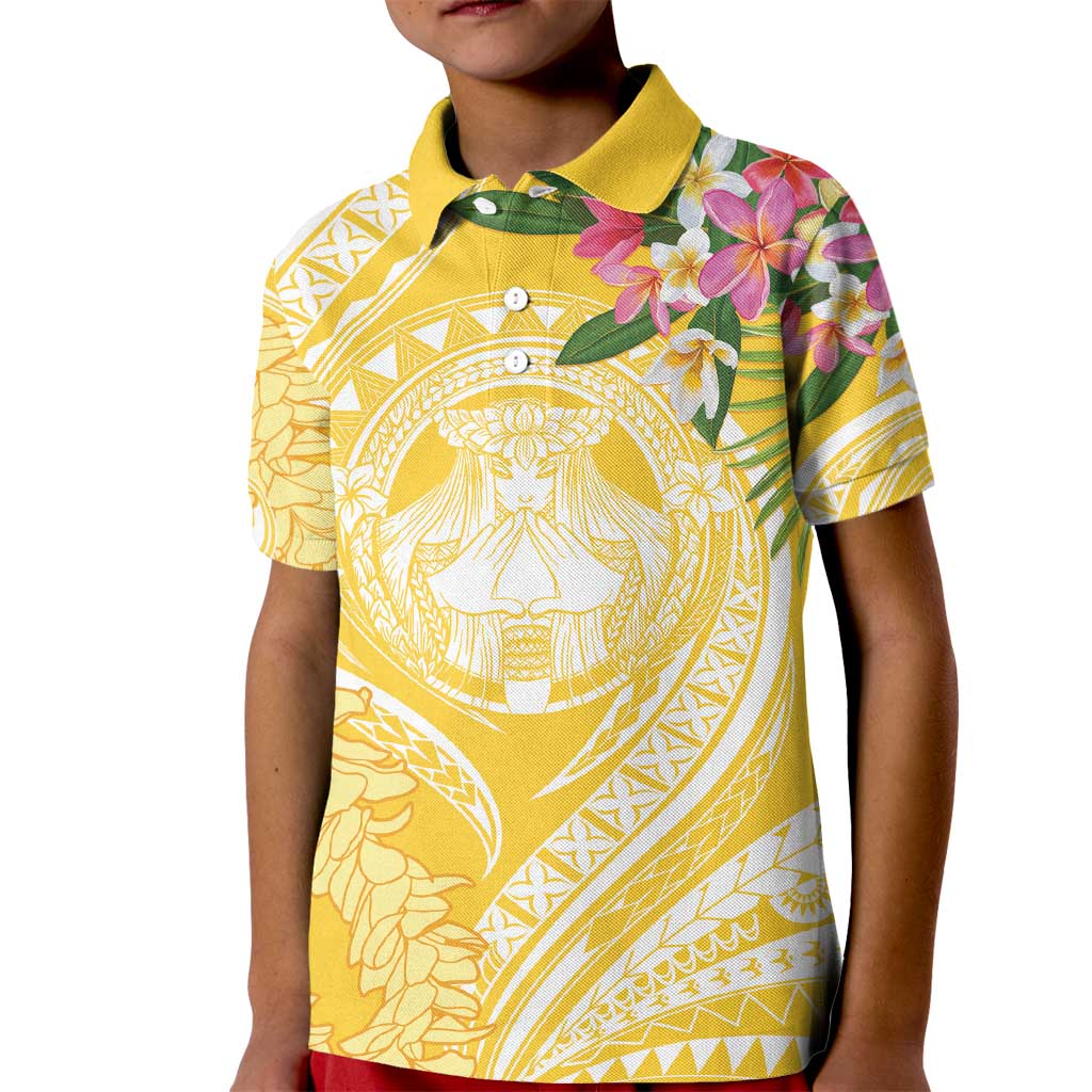 Aloha Hawaii Oahu Kid Polo Shirt Wahine with Ilima Lei