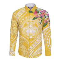 Aloha Hawaii Oahu Long Sleeve Button Shirt Wahine with Ilima Lei