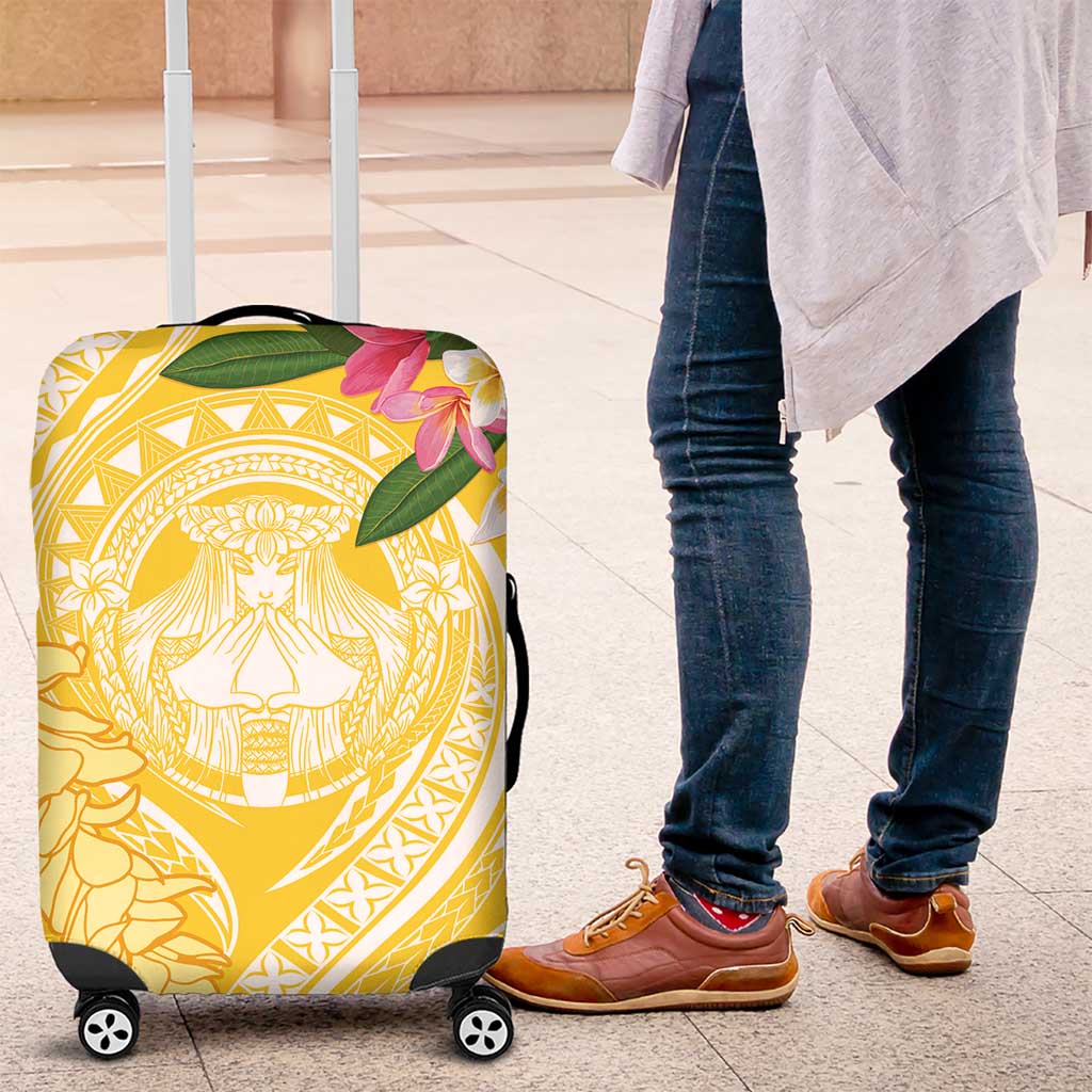 Aloha Hawaii Oahu Luggage Cover Wahine with Ilima Lei