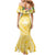 Aloha Hawaii Oahu Mermaid Dress Wahine with Ilima Lei