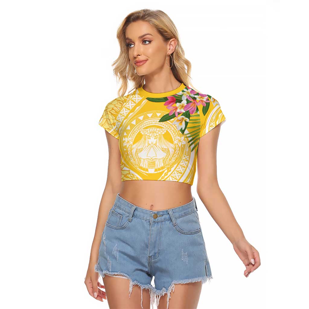 Aloha Hawaii Oahu Raglan Cropped T Shirt Wahine with Ilima Lei