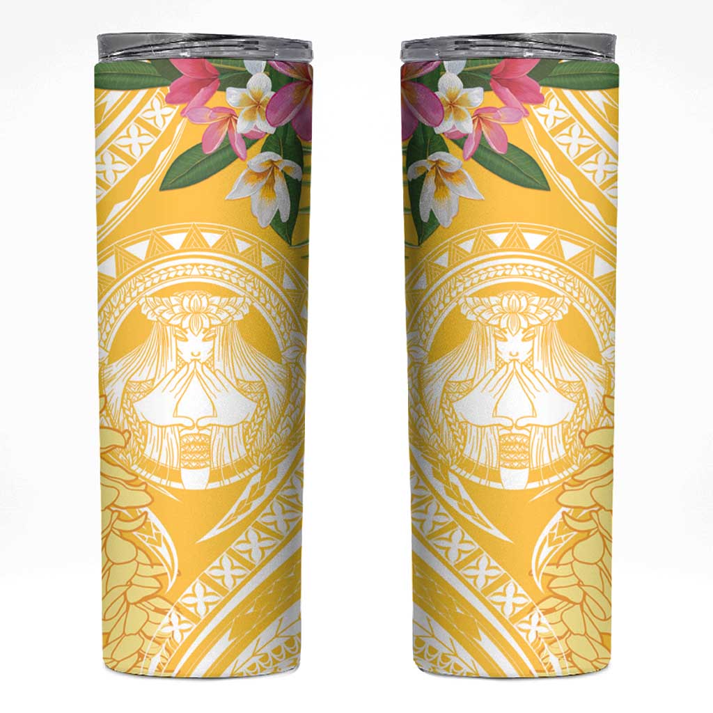 Aloha Hawaii Oahu Skinny Tumbler Wahine with Ilima Lei