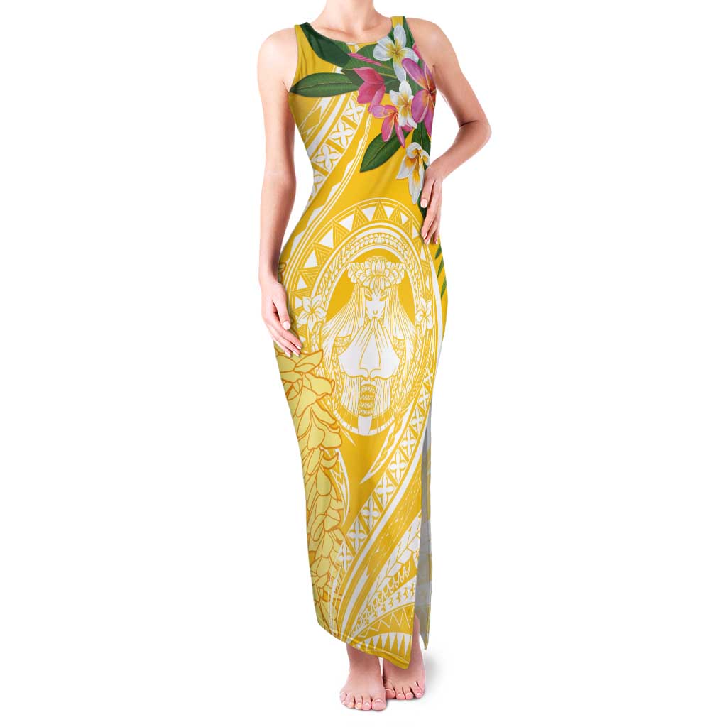 Aloha Hawaii Oahu Tank Maxi Dress Wahine with Ilima Lei