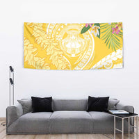Aloha Hawaii Oahu Tapestry Wahine with Ilima Lei