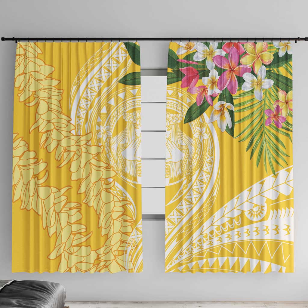 Aloha Hawaii Oahu Window Curtain Wahine with Ilima Lei