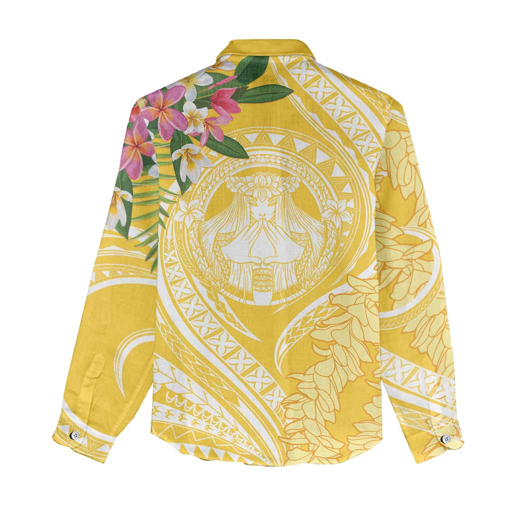 Aloha Hawaii Oahu Women Casual Shirt Wahine with Ilima Lei