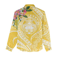 Aloha Hawaii Oahu Women Casual Shirt Wahine with Ilima Lei