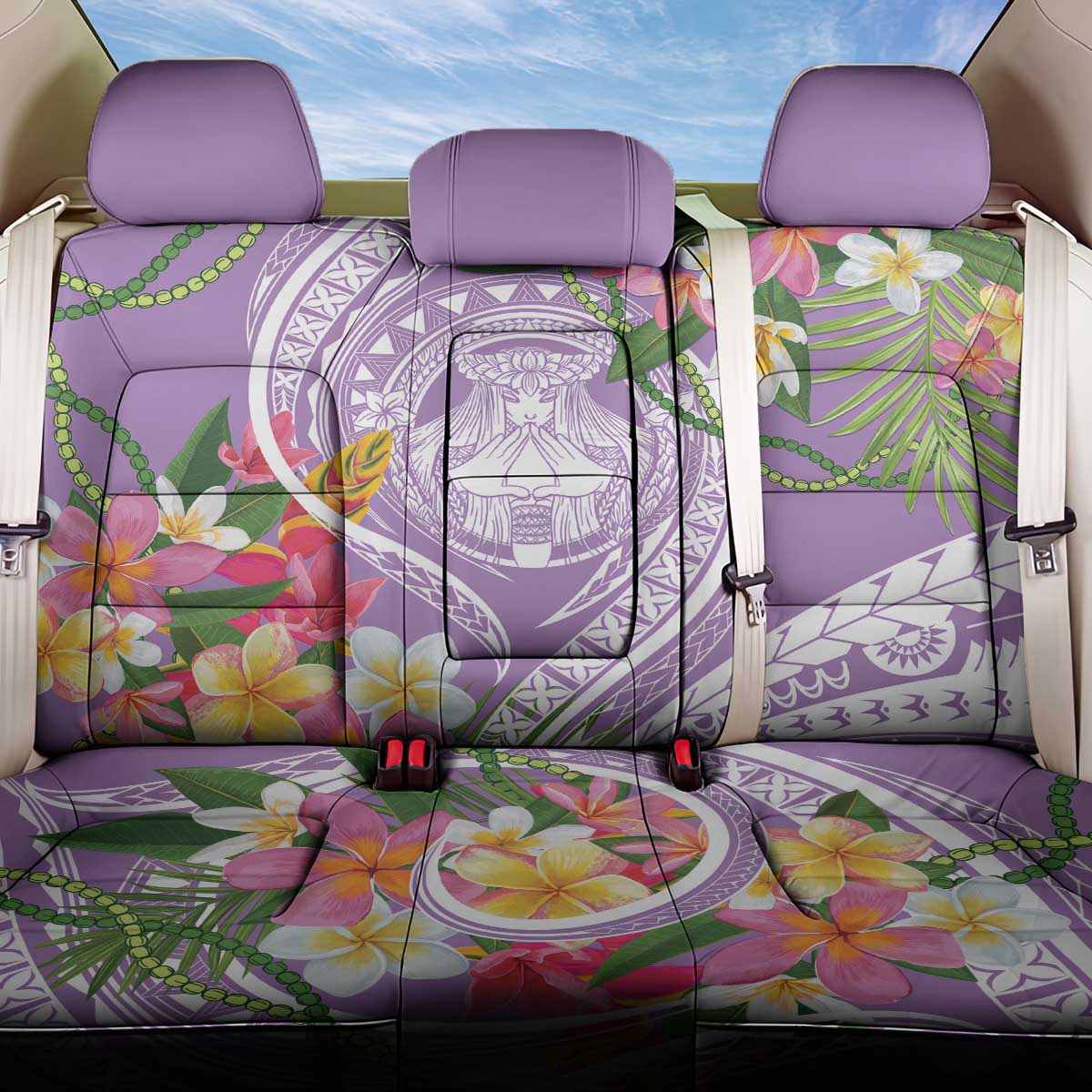 Aloha Hawaii Kauai Back Car Seat Cover Frangipani Mix Mokihana Lei