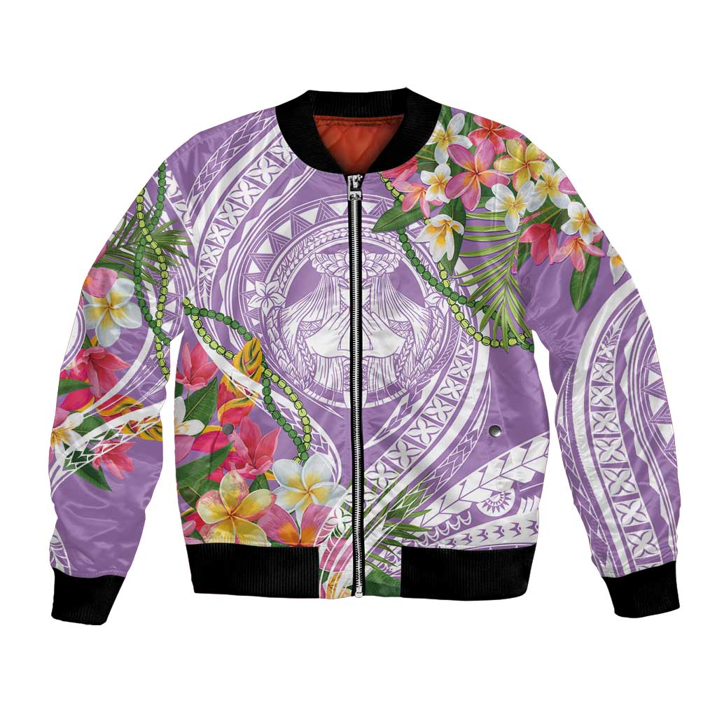 Aloha Hawaii Kauai Bomber Jacket Frangipani Mix Mokihana Lei