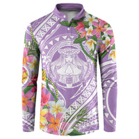 Aloha Hawaii Kauai Button Sweatshirt Frangipani Mix Mokihana Lei