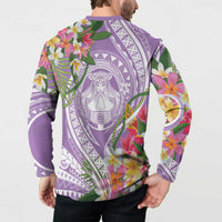 Aloha Hawaii Kauai Button Sweatshirt Frangipani Mix Mokihana Lei