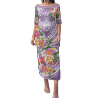 Aloha Hawaii Kauai Family Matching Puletasi and Hawaiian Shirt Frangipani Mix Mokihana Lei