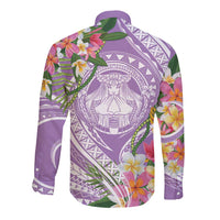 Aloha Hawaii Kauai Long Sleeve Button Shirt Frangipani Mix Mokihana Lei