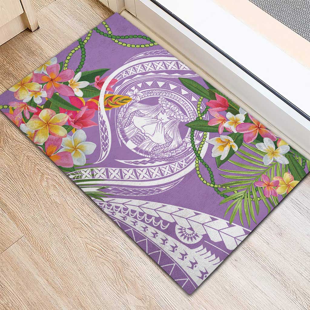Aloha Hawaii Kauai Rubber Doormat Frangipani Mix Mokihana Lei