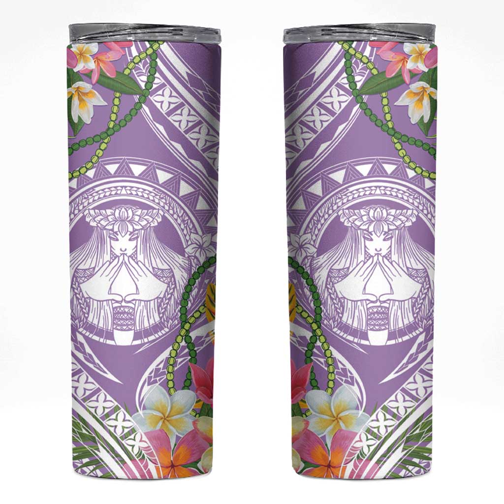 Aloha Hawaii Kauai Skinny Tumbler Frangipani Mix Mokihana Lei