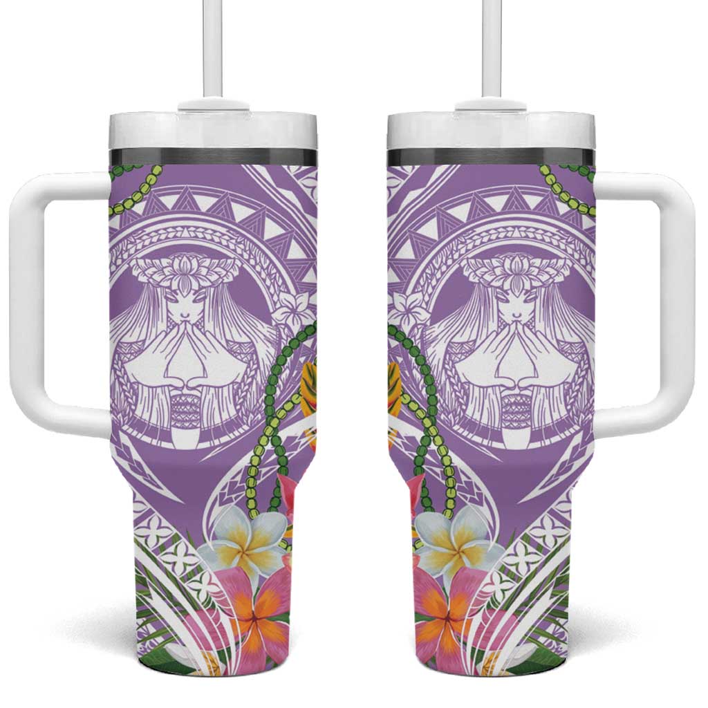 Aloha Hawaii Kauai Tumbler With Handle Frangipani Mix Mokihana Lei