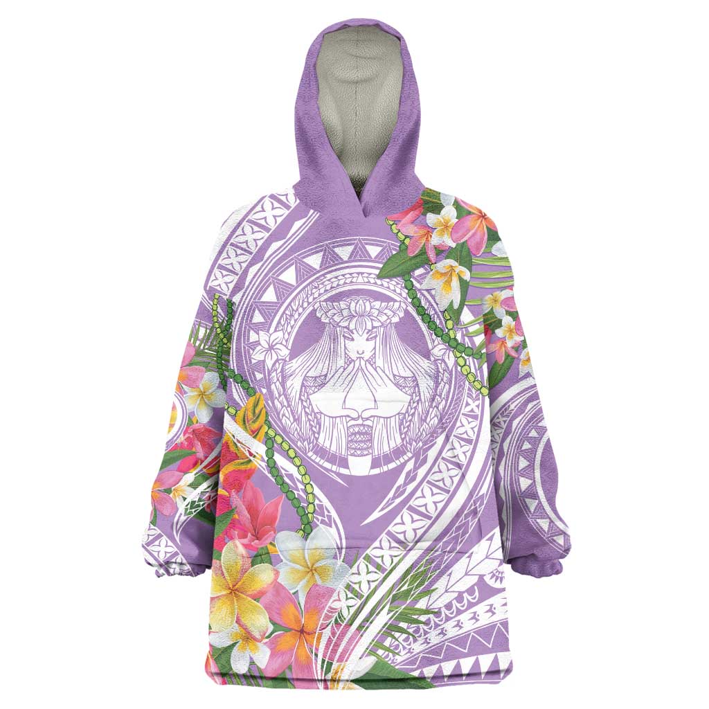 Aloha Hawaii Kauai Wearable Blanket Hoodie Frangipani Mix Mokihana Lei