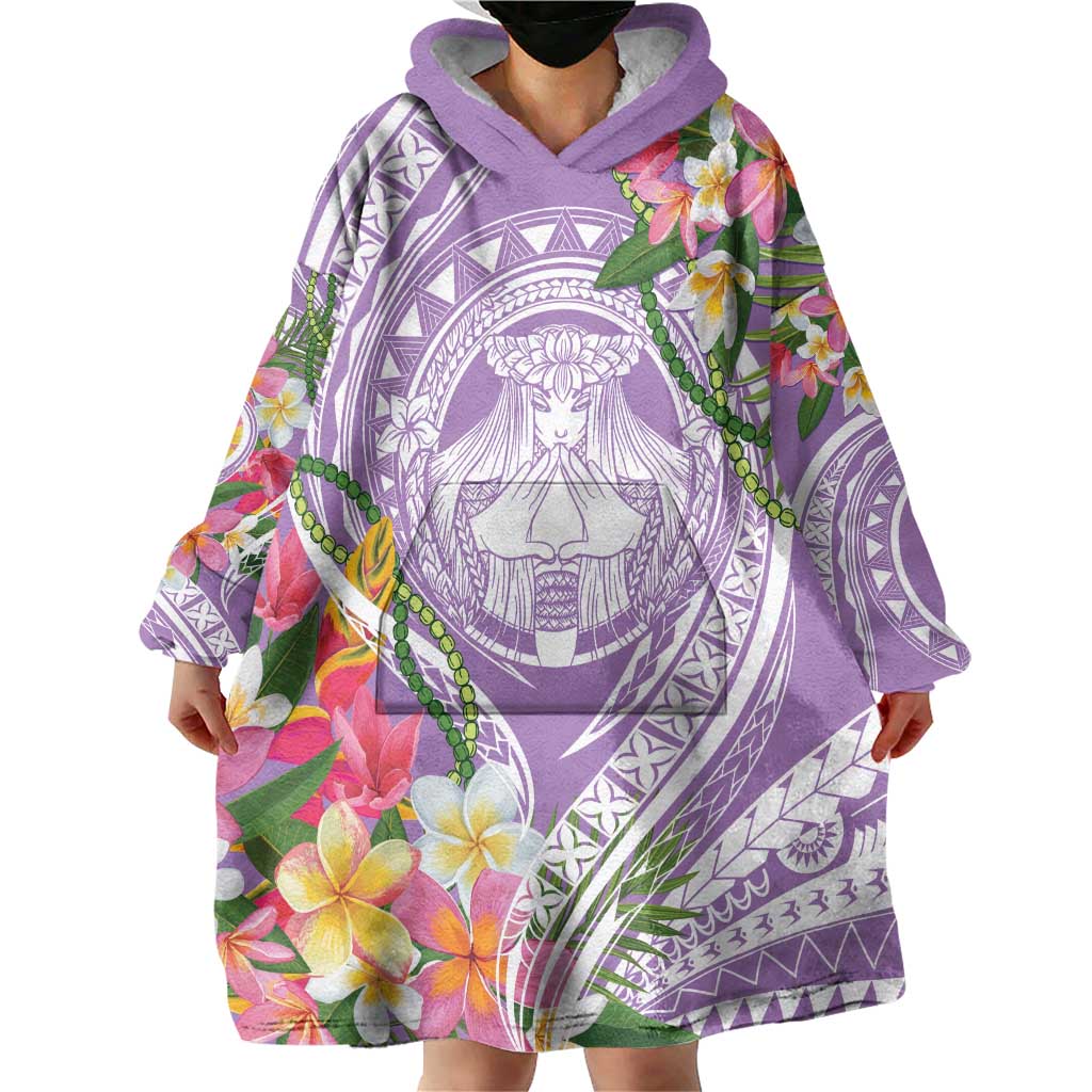 Aloha Hawaii Kauai Wearable Blanket Hoodie Frangipani Mix Mokihana Lei