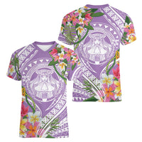 Aloha Hawaii Kauai Women V-Neck T-Shirt Frangipani Mix Mokihana Lei