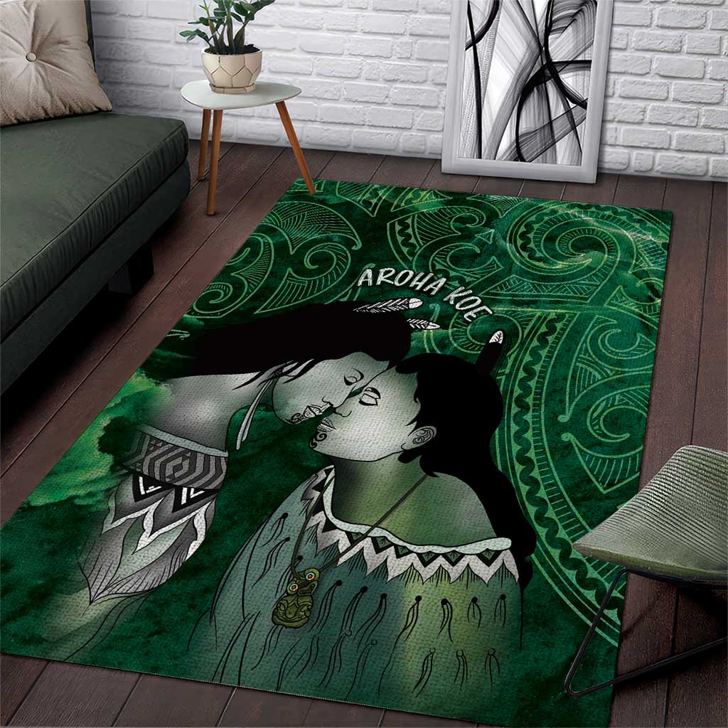 New Zealand Aroha Koe Mama Area Rug Maori Hongi - Pounamu