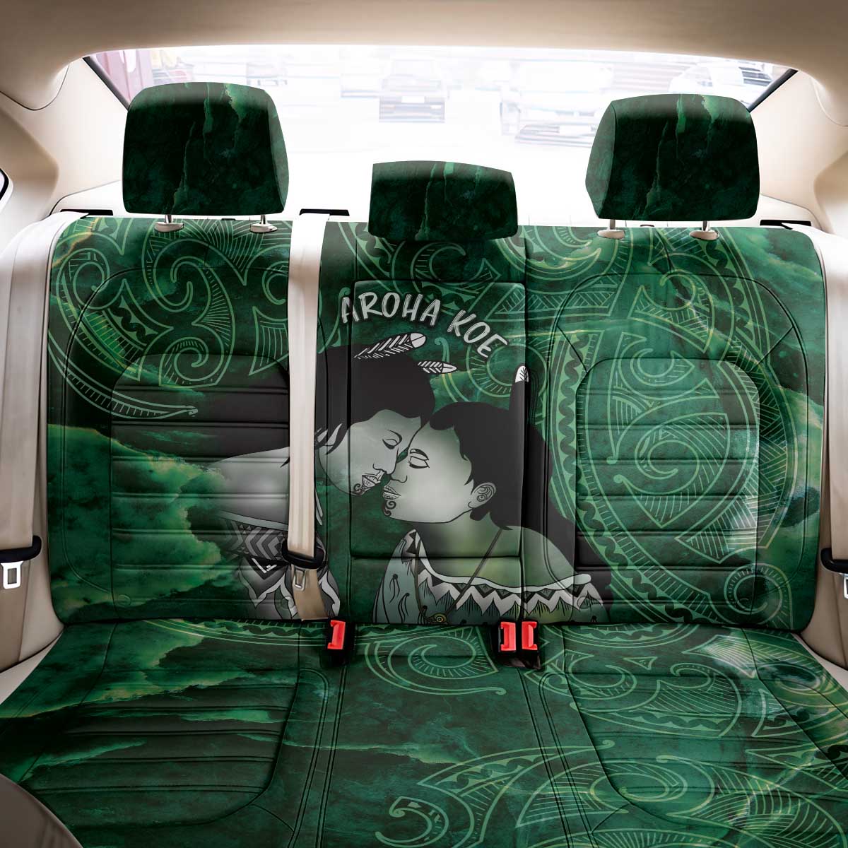 New Zealand Aroha Koe Mama Back Car Seat Cover Maori Hongi - Pounamu