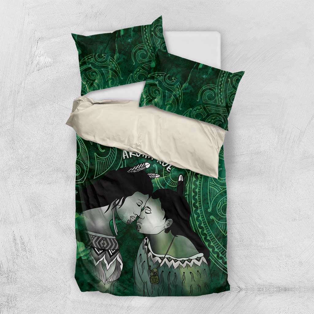 New Zealand Aroha Koe Mama Bedding Set Maori Hongi - Pounamu