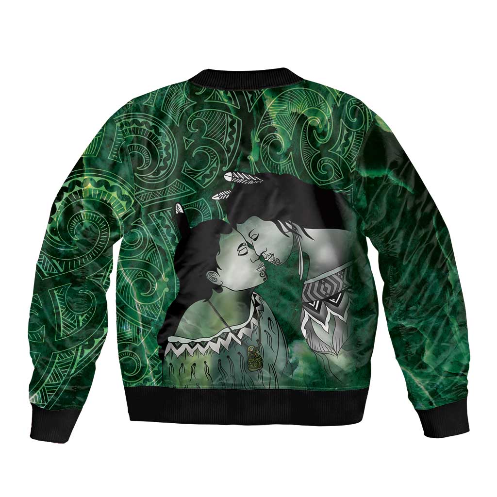 New Zealand Aroha Koe Mama Bomber Jacket Maori Hongi - Pounamu LT7 - Polynesian Pride