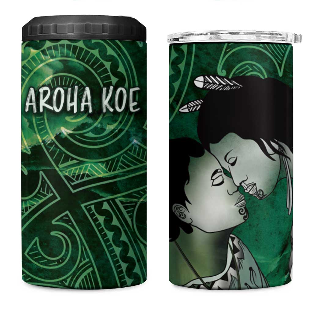 New Zealand Aroha Koe Mama 4 in 1 Can Cooler Tumbler Maori Hongi - Pounamu LT7 One Size: 16 oz Green - Polynesian Pride